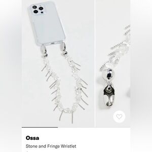 Elegant Silver and White Phone Case with Beaded Strap - Ossa New York